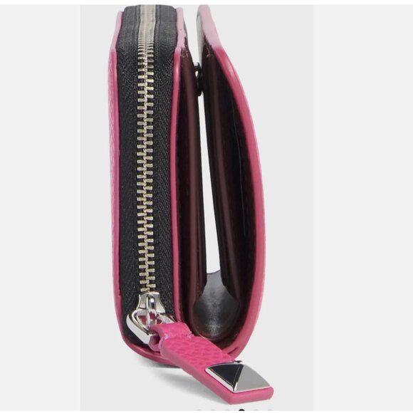 New Marc Jacobs Bold SLG Mini Compact Bifold Wallet Pebble Leather Hot Pink - Picture 2 of 4